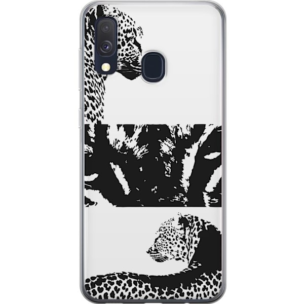 Samsung Galaxy A40 Läpinäkyvä kuori Leopard Faces