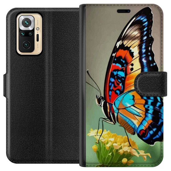 Xiaomi Redmi Note 10 Pro Plånboksfodral Fjäril Natur Sommar Motiv Vingar Färgstark Design Populär Dekor Grafiskt Exotiskt Tema