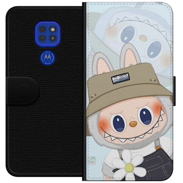Motorola Moto G9 Play Tegnebogsetui Labubu med hat - Pop Mart figur Mr. Butcher i retro-stil med karakter