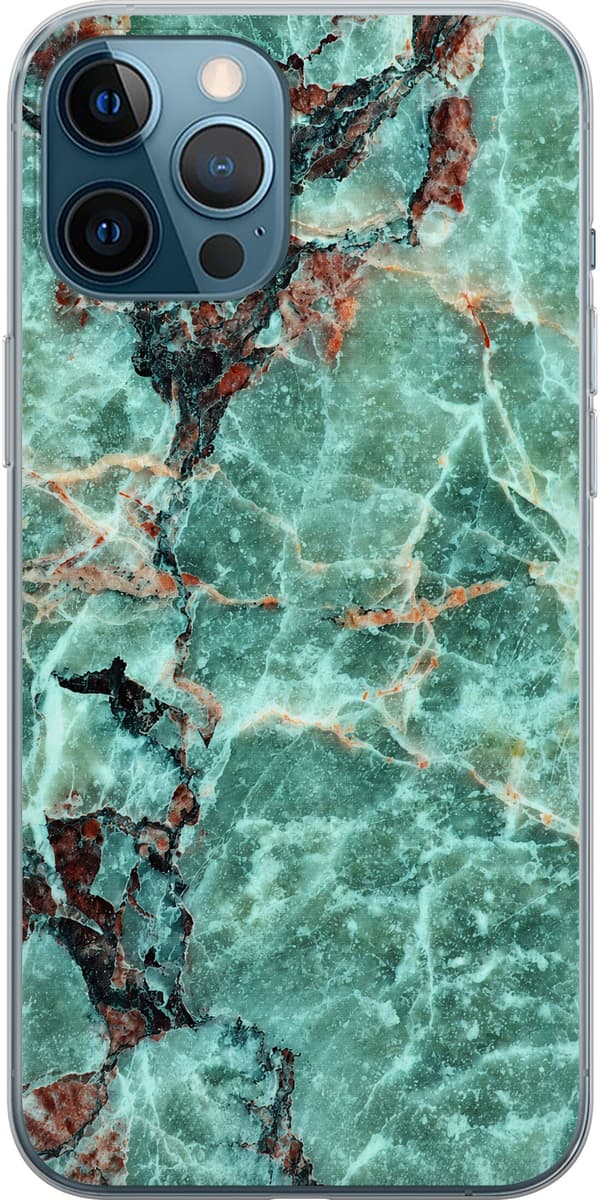 Kompatibelt Mobilskal till Apple iPhone 12 Pro Max Turkos marmorgrafik turkos