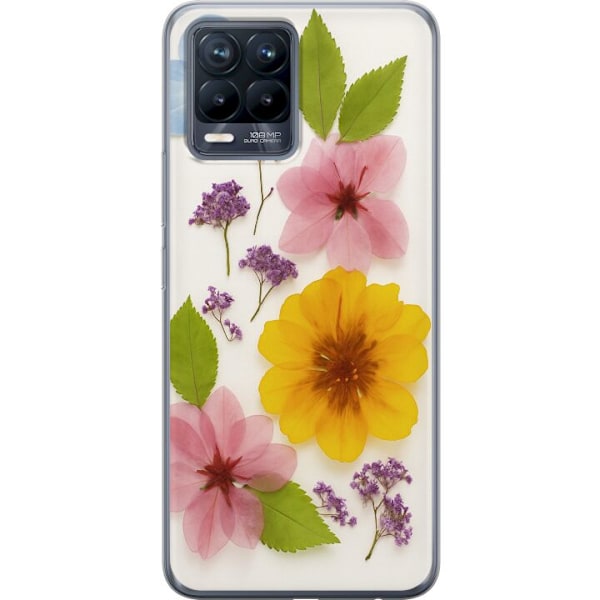 Realme 8 Genomskinligt Skal Pressade blommor