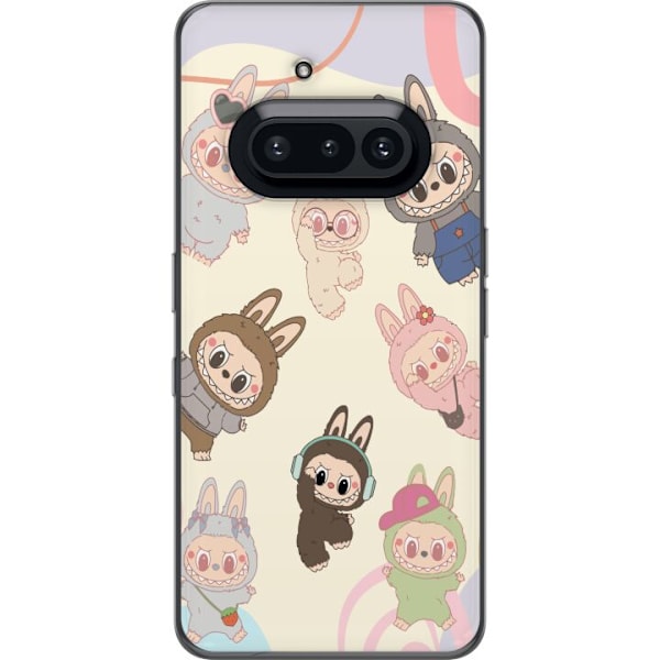 Nothing Phone (3a) Genomskinligt Skal Labubu Pop Mart Kollektion Motiv Figur Samling Design Populärt Art Toy Pop Mart Kreativ Grafiskt