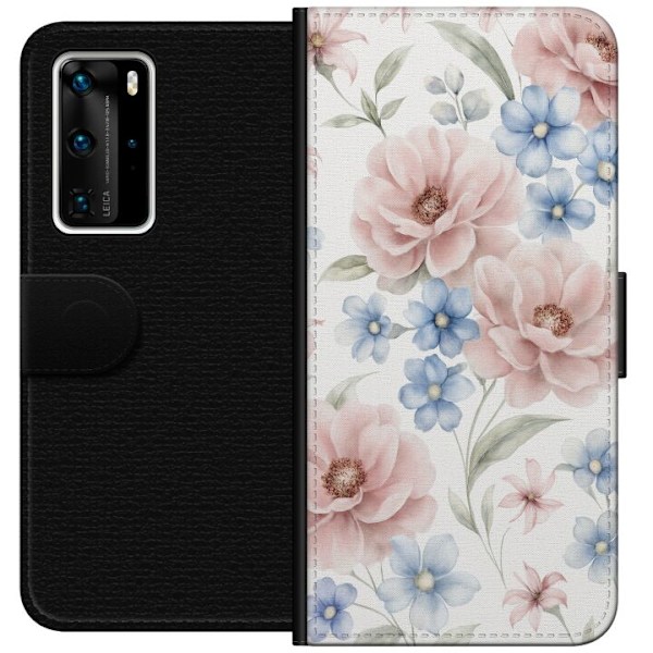 Huawei P40 Pro Tegnebogsetui Romantiske blomster