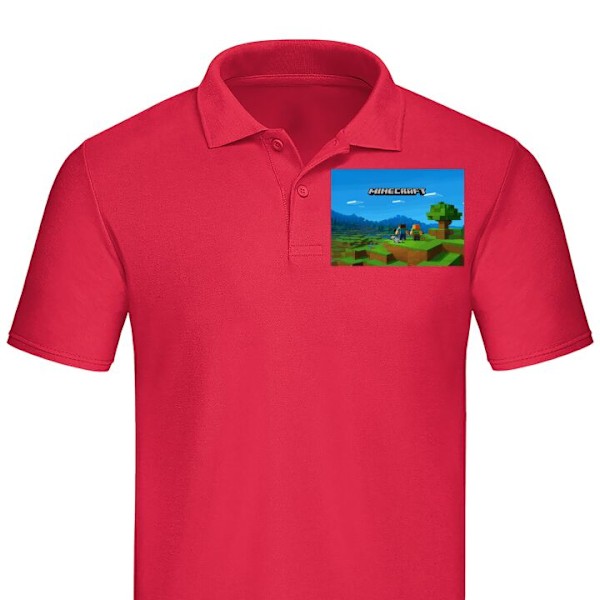 Piké för Vuxen | Elegant Pikétröja Minecraft Key Art Röd Large
