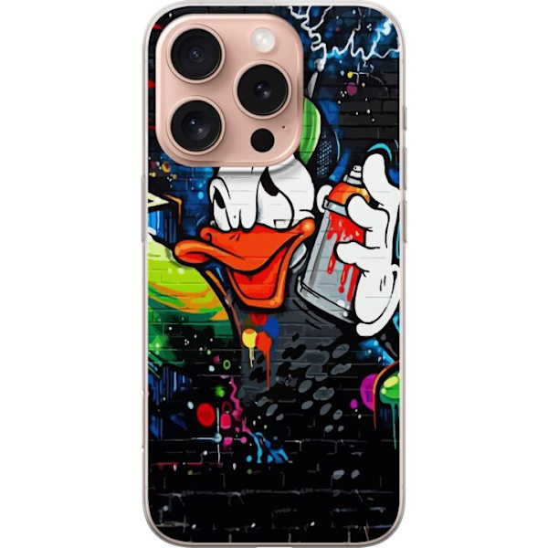 Apple iPhone 16 Pro Genomskinligt Skal Kalle Anka Graffiti Disney Design Roligt Barn Motiv Färg Grafisk Populär Serie Ikonisk Disneyfigur