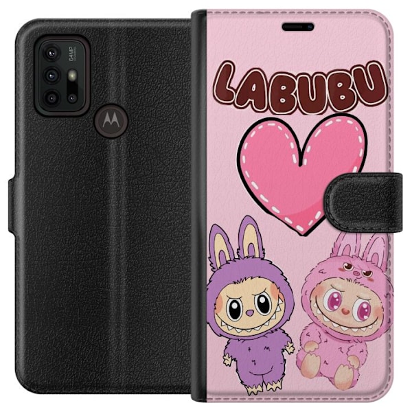 Motorola Moto G30 Lompakkokotelo Labubu Pink Monster