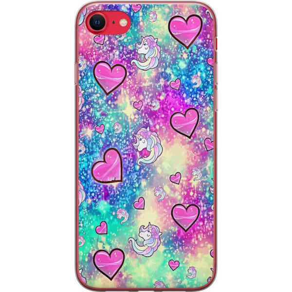 Apple iPhone SE (2020) Gennemsigtig cover Unicorn og Hjerter