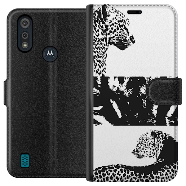 Motorola Moto E6i Lompakkokotelo Leopard Faces