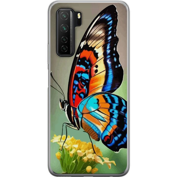 Huawei P40 lite 5G Genomskinligt Skal Fjäril Natur Sommar Motiv Vingar Färgstark Design Populär Dekor Grafiskt Exotiskt Tema