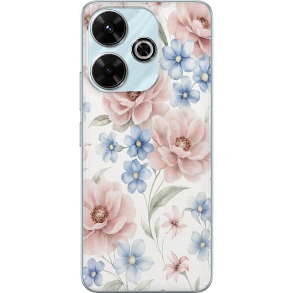 Xiaomi Redmi 13 Genomskinligt Skal Romantiska blommor