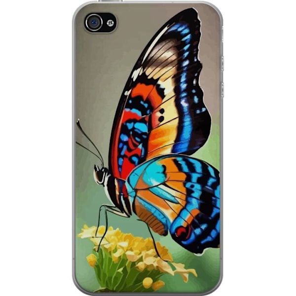 Apple iPhone 4s Genomskinligt Skal Fjäril Natur Sommar Motiv Vingar Färgstark Design Populär Dekor Grafiskt Exotiskt Tema