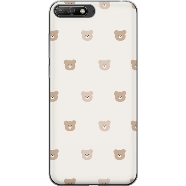 Huawei Y6 (2018) Läpinäkyvä kuori Teddy-tausta - söpöt teddykarhut pehmeällä taustalla