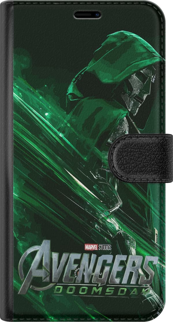 Kompatibel Tegnebogsetui til Google Pixel 9 Pro XL Doctor Doom med grøn hætte og lysende grønne lysstriber under Avengers Doomsday-titlen grøn