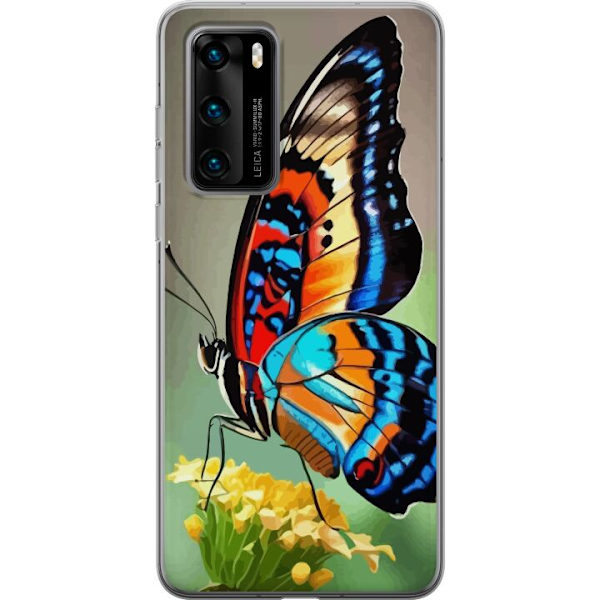 Huawei P40 Genomskinligt Skal Fjäril Natur Sommar Motiv Vingar Färgstark Design Populär Dekor Grafiskt Exotiskt Tema