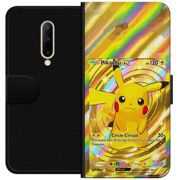 Kompatibelt Lommeboketui til OnePlus 7 Pro Gullig Pikachu EX samlebilde med regnbueeffekter gull