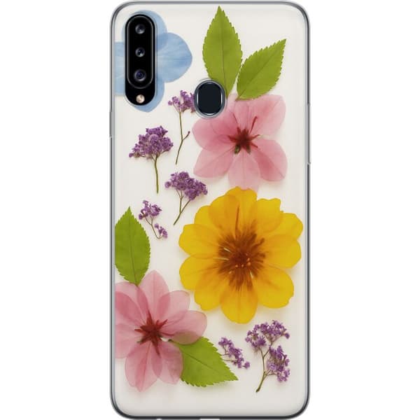 Kompatibelt Mobildeksel til Samsung Galaxy A20s Pressede blomster