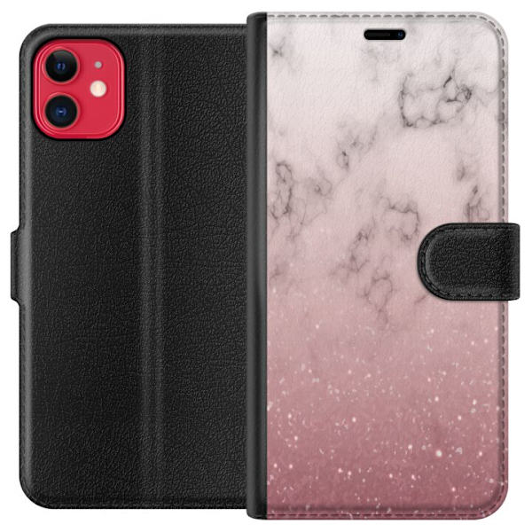 Apple iPhone 11 Lommeboketui Myk rosa marmor