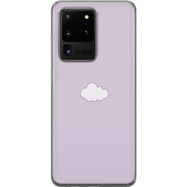 Samsung Galaxy S20 Ultra Genomskinligt Skal Lila Moln – minimalistiskt moln på lila bakgrund