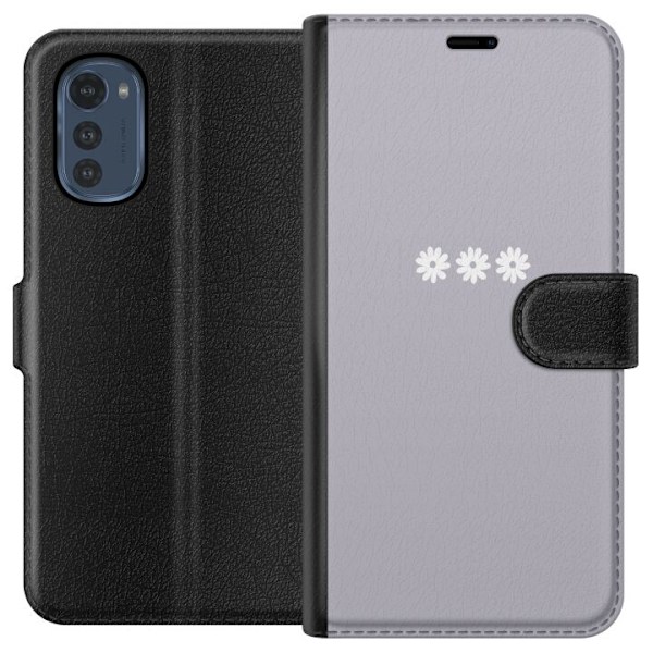 Motorola Moto E32s Tegnebogsetui Lilla Blomminimalisme - stilfuldt blomstermotiv på lilla baggrund