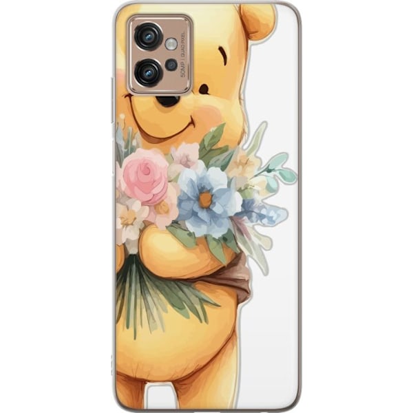 Motorola Moto G32 Gennemsigtig cover Nalle Puh med blomster -