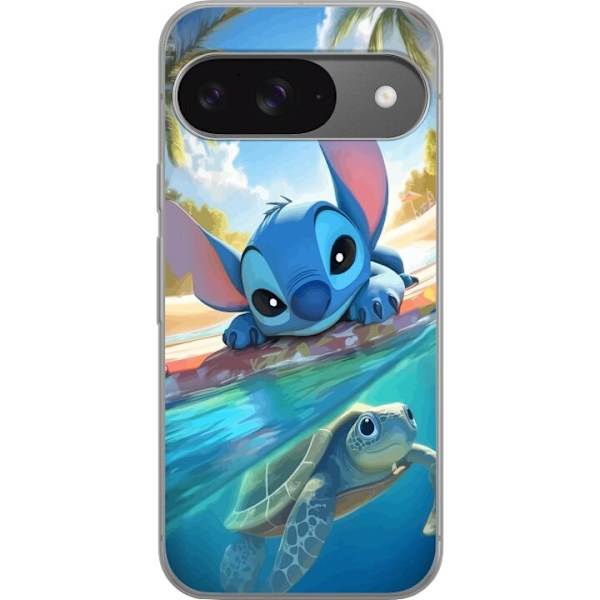 Google Pixel 9 Pro Gjennomsiktig deksel Stitch med skilpadde -