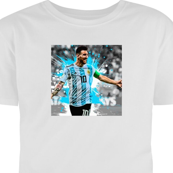 Barn-T-shirt | Bekväm T-shirt för Barn Messi vit 1-2 År