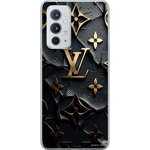 OnePlus 9RT 5G Läpinäkyvä kuori Louis Vuitton Tumma tila Suunnittelu Musta Ylellisyys Tyyli Muoti Suosittu Graafinen Kuvio Muotisymboli Luksusbrän