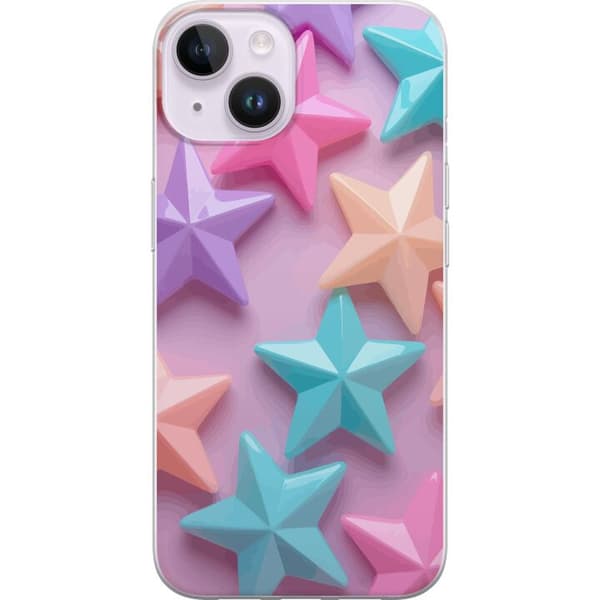 Kompatibel Mobilcover til Apple iPhone 14 Pastelfarvede stjerner i blødt design