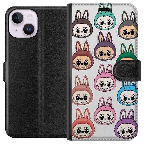 Apple iPhone 15 Tegnebogsetui Labubu Macaron Monster - Nuttet Samlefigur med Stil