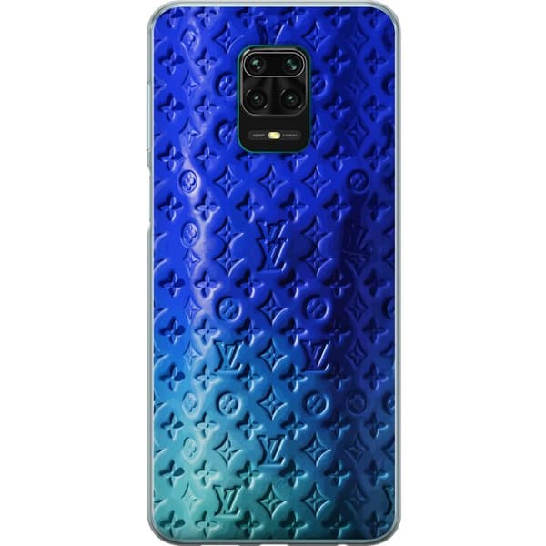 Kompatibelt Mobildeksel til Xiaomi Redmi Note 9 Pro Blått luksuriøst monogrammønster med elegant preget tekstur blå