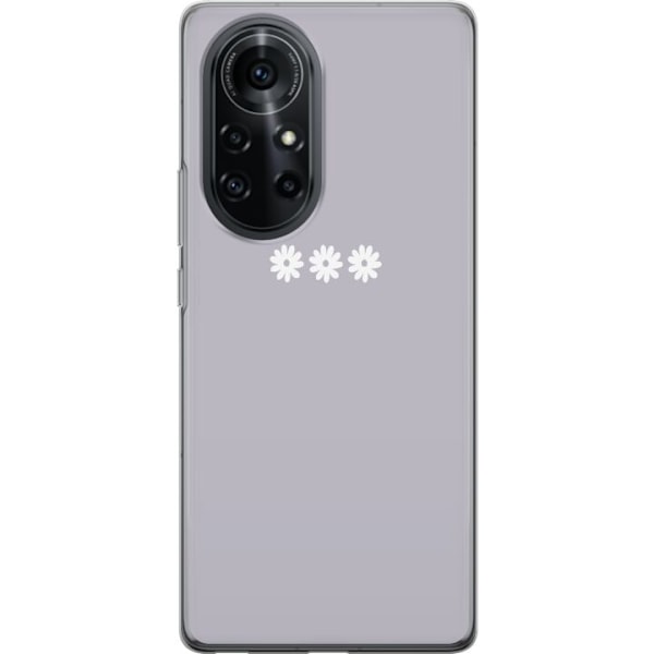Huawei nova 8 Pro Genomskinligt Skal Lila Blomminimalism – stilrent blommotiv på lila bakgrund