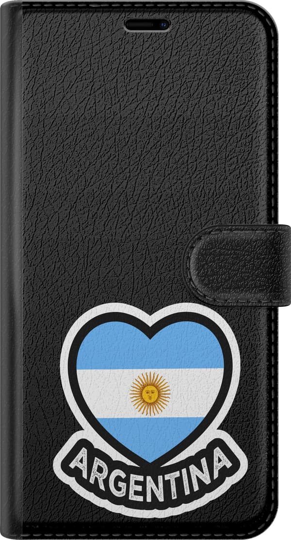Kompatibel Tegnebogsetui til Apple iPhone 16 Argentina-hjerte - Blåt motiv med hjerte med Argentinas flag. blå