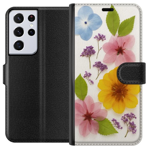 Samsung Galaxy S21 Ultra 5G Tegnebogsetui Pressede blomster