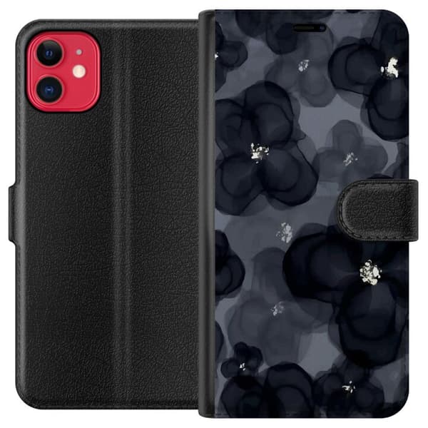 Kompatibel Tegnebogsetui til Apple iPhone 11 Abstrakte blomster i mørke nuancer med bløde former, moderne og kunstnerisk design