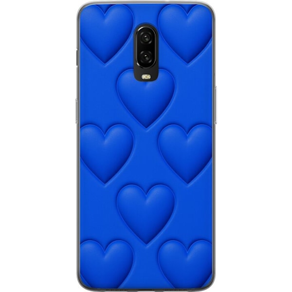 OnePlus 6T Gennemsigtig cover Blå Hjerter