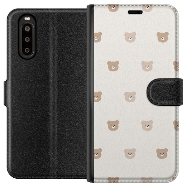 Sony Xperia 10 II Tegnebogsetui Teddybaggrund - søde teddybjørne mod en blød baggrund