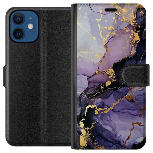 Kompatibel Tegnebogsetui til Apple iPhone 12 mini Lilla Marmor