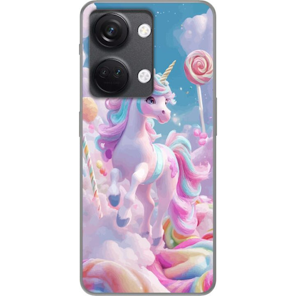 OnePlus Nord 3 Genomskinligt Skal Enhörning Candy Pastell Kawaii Motiv Söt Populär Färg Grafiskt Trend Barn Motiv Fantasy Art