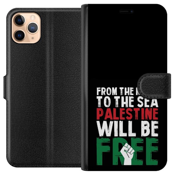 Apple iPhone 11 Pro Max Plånboksfodral Free Palestine – politiskt statement med kraftfullt grafiskt uttryck