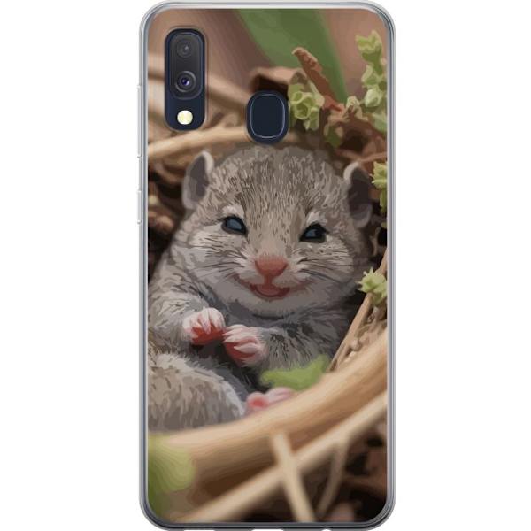Samsung Galaxy A40 Genomskinligt Skal Råtta Leende Djurmotiv Stadsmotiv Urban Grafisk Design Populärt Roligt Motiv Art Stil
