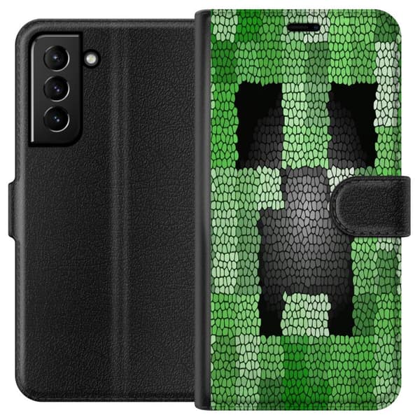 Kompatibel Tegnebogsetui til Samsung Galaxy S21+ 5G Creeper / Minecraft