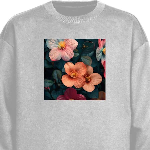 Sweatshirt för Vuxen | Klassisk Collegetröja Blommor grå XXL