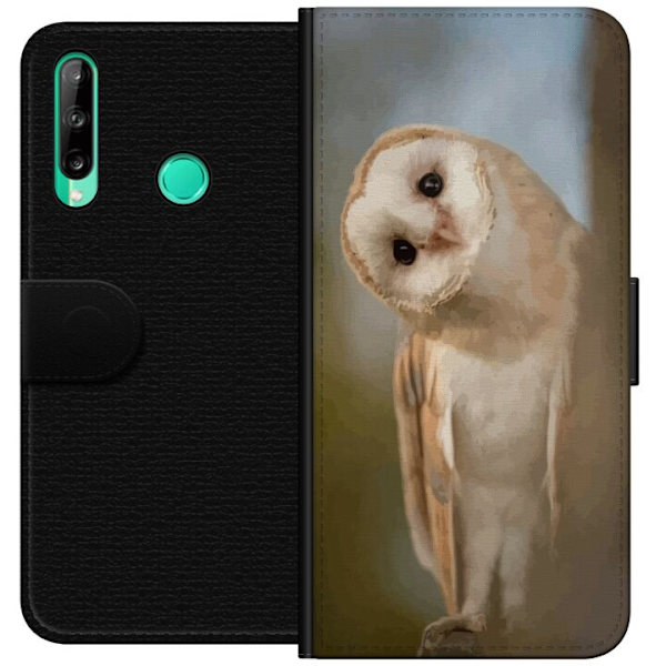 Huawei P40 lite E Tegnebogsetui Ugle Nysgerrig Blik Fuglemotiv Skov Natur Grafisk Design Populært Motiv Dyr Tema Dekoration