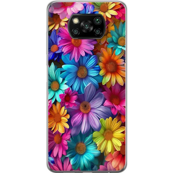 Xiaomi Poco X3 NFC Läpinäkyvä kuori Gerbera Kukat Värikäs Koriste Kukka Motiivi Suosittu Kotisisustus Väririkas Seinätaide Suunnittelu