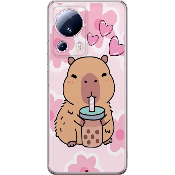 Xiaomi 13 Lite Gjennomsiktig deksel Kawaii Capybara Hjerteanim