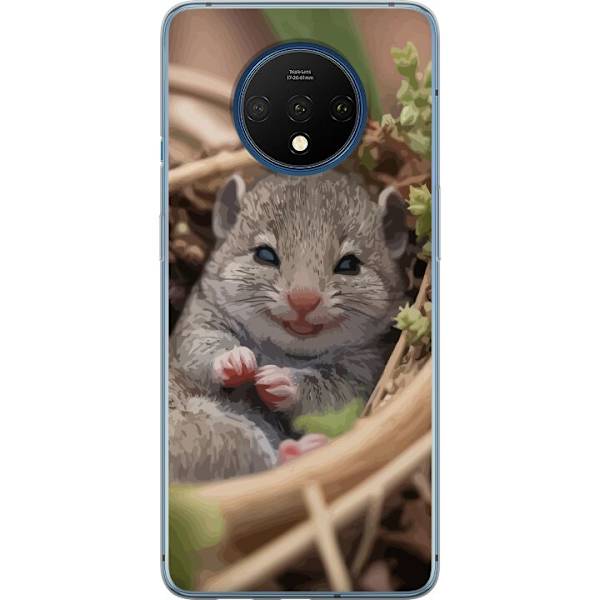OnePlus 7T Genomskinligt Skal Råtta Leende Djurmotiv Stadsmotiv Urban Grafisk Design Populärt Roligt Motiv Art Stil