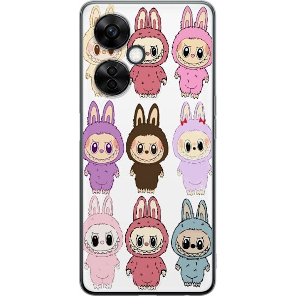OnePlus Nord CE 3 Lite Genomskinligt Skal Labubu Pink Monster – Popkonst med Kawaii-touch