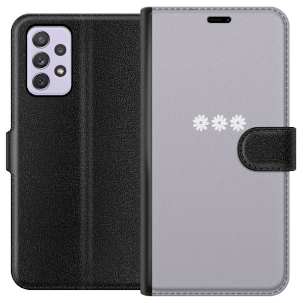 Samsung Galaxy A52s 5G Lompakkokotelo Lila Blomminimalismi - tyylikäs kukkakuva lila taustalla
