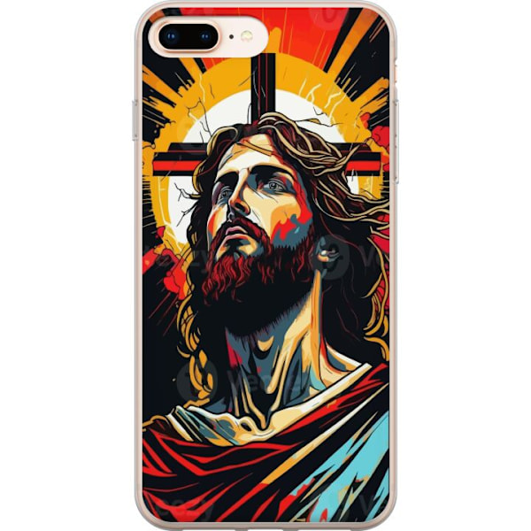 Apple iPhone 8 Plus Läpinäkyvä kuori Jeesus ja Kortti - uskonnollinen motiivi syvällä symboliikalla