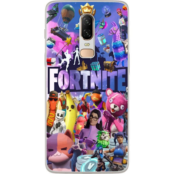 OnePlus 6 Genomskinligt Skal Fortnite Karaktärer Spelmotiv Ikoner Gaming Design Populär Battle Royale Barn Spelkaraktärer Motiv